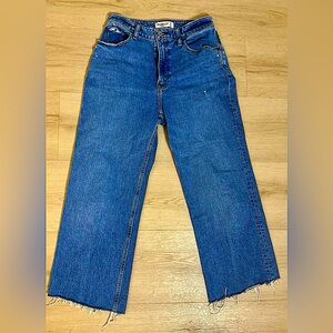 ABERCROMBIE & FITCH Women’s 90s Relaxed Raw Hem Cotton Blue Denim Jeans Sz 27/4L